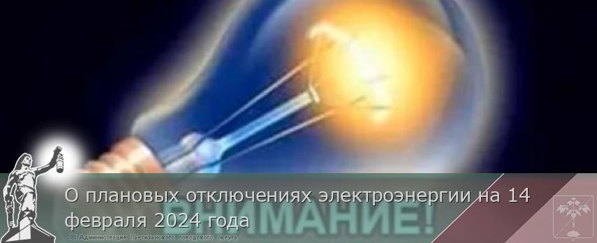 О плановых отключениях электроэнергии на 14 февраля 2024 года | Администрация муниципального округа город Партизанск Приморского края Официальный сайт