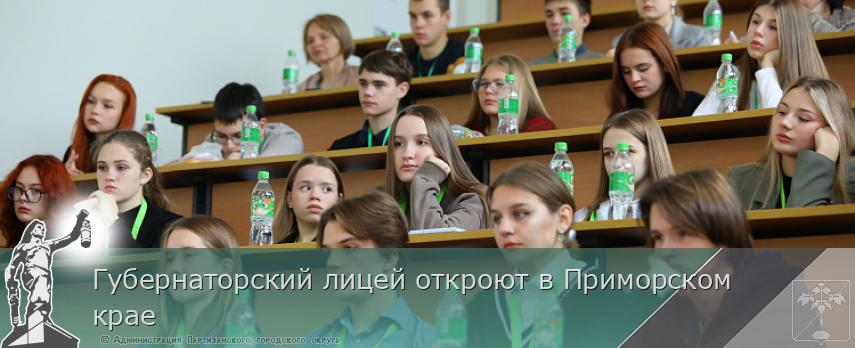 Губернаторский лицей откроют в Приморском крае  | Администрация муниципального округа город Партизанск Приморского края Официальный сайт